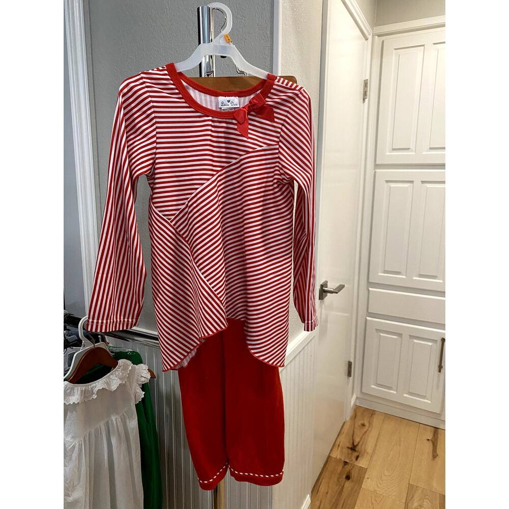 Laura Dare Striped Holiday/Christmas Pajama Set Sz. 10/12
